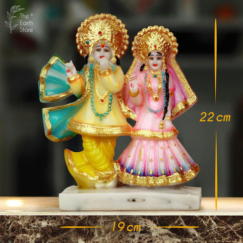 Multicolored Marble Radha Krishna - The Earth Store - God Statue